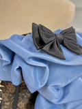 Niulatu Off Shoulder Satin Blue Long Prom Dress, Blue Long Formal Dress HZ1108