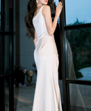 Niulatu irregular suspender dress satin birthday party dress prom dress HZ1108