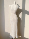 Niulatu Champagne Embroidered Sequin Suspender Dress Mermaid Party Dress HZ1108