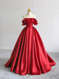 Niulatu Off Shoulder Satin Dark Blue Long Prom Dress, Dark Blue Long Formal Dress HZ1026
