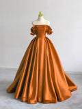 Niulatu Off Shoulder Satin Dark Blue Long Prom Dress, Dark Blue Long Formal Dress HZ1026