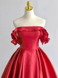 Niulatu Off Shoulder Satin Dark Blue Long Prom Dress, Dark Blue Long Formal Dress HZ1026