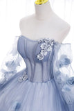 Niulatu Off Shoulder Tulle Long Prom Dress, Sweet Long Formal Dress HZ1108