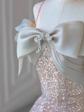Niulatu Spaghetti Strap Tulle Sequins Long Prom Dress, Sweet 16 Dress HZ1108