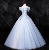 Niulatu 0ff-the-shoulder Tulle Embroidery Long Prom Dress, Elegant Long Formal Dress HZ1108
