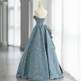 Niulatu A-line Strapless Black Tulle Long Prom Dress, Formal Prom Dress HZ1108