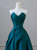 Niulatu Satin Green Long Prom Dress, Green Satin Long Formal Dress HZ1108