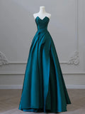 Niulatu Satin Green Long Prom Dress, Green Satin Long Formal Dress HZ1108