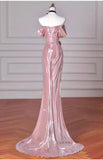 Niulatu Mermaid Strapless Long Prom Dress, Pink Sweet 16 Dress HZ1108