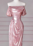 Niulatu Mermaid Strapless Long Prom Dress, Pink Sweet 16 Dress HZ1108