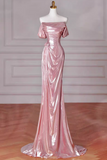 Niulatu Mermaid Strapless Long Prom Dress, Pink Sweet 16 Dress HZ1108
