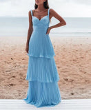 Niulatu Blue Prom Dress Long Evening Dress HZ1108