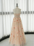Niulatu Pink A-Line Long Sleeve Tulle Lace Long Prom Dress HZ1108