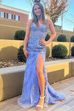 Niulatu Mermaid Lace Long Prom Dress, Purple Formal Evening Dress HZ1108