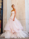 Niulatu pink tulle long prom dress, pink tulle formal dress HZ1108