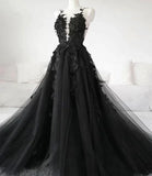 Niulatu A-Line Tulle Lace Appliques Sleeveless,Backless Train Wedding Dresses HZ1108