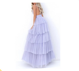 Niulatu Brush Pink V-Neck Ruffles Prom Dress HZ1108