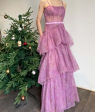 Niulatu Printed A Line Spaghetti Strap Corset Prom Dress HZ1108