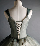 Niulatu Green Sweetheart Ball Gown Beaded Tulle Formal Dress, Ball Gown Sweet 16 Dresses HZ1108