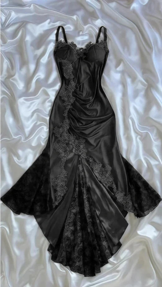 Niulatu Navy Blue Mermaid Lace Prom Dress Party Dress HZ0113