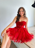Niulatu Line Tulle Strapless Homecoming Dress HZ1108