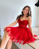 Niulatu Line Tulle Strapless Homecoming Dress HZ1108