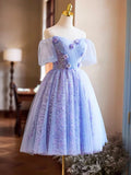 Niulatu Appliques Sequins Homecoming Dress, Beautiful A-Line Short Prom Dress HZ1108
