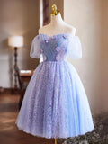 Niulatu Appliques Sequins Homecoming Dress, Beautiful A-Line Short Prom Dress HZ1108