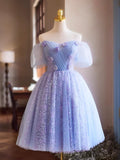 Niulatu Appliques Sequins Homecoming Dress, Beautiful A-Line Short Prom Dress HZ1108