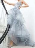 Niulatu Spaghetti Straps Tulle Embroidered Long Ball Dress HZ1108