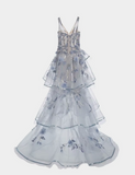 Niulatu Spaghetti Straps Tulle Embroidered Long Ball Dress HZ1108
