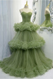 Niulatu A-line Spaghetti Strap Tulle Long Evening Gown HZ1108