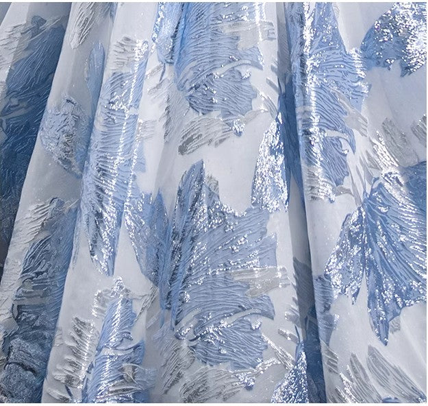 Niulatu A-line U-neck Floral Satin Long Prom dress, Elegant Formal Evening Gown HZ1108