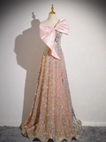 Niulatu A-line Strapless Sequined Long Prom Dress, Sweet 16 Dress HZ1108