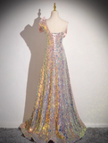 Niulatu A-line Strapless Sequined Long Prom Dress, Sweet 16 Dress HZ1108
