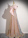 Niulatu A-line Strapless Sequined Long Prom Dress, Sweet 16 Dress HZ1108