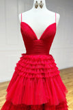Niulatu Tulle Deep V Neck Spaghetti Straps Long Prom Dress HZ1108