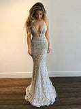 Niulatu Gorgeous V-Neck Prom Party Gowns Lace Mermaid Evening Gowns HZ1108