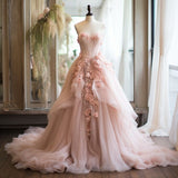 Niulatu Vintage A-line Sweetheart Lace Tulle Long Evening Gown Applique Wedding Dress HZ1108