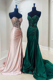 Niulatu Mirror Rhinestone Corset Long Evening Dress with Slit HZ1108