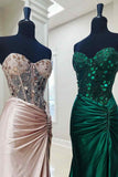 Niulatu Mirror Rhinestone Corset Long Evening Dress with Slit HZ1108