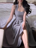 Niulatu style niche light luxury white straps dress elegant white birthday dress HZ1026