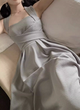 Niulatu style niche light luxury white straps dress elegant white birthday dress HZ1026