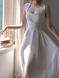 Niulatu style niche light luxury white straps dress elegant white birthday dress HZ1026