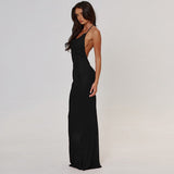 Niulatu Mermaid Halter Neck Long Ball Dress Backless Evening Dress HZ1103