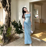 Niulatu Mermaid Spaghetti Strap Simple Long Prom Dress HZ1103