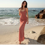 Niulatu Printed Backless Suspender Dress HZ1103