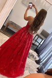 Niulatu Sequined Lace Strapless Long Prom Dress with Pocketss HZ1103
