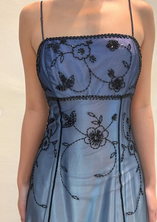 Niulatu Blue Gradient Empire Prom Dresses Backless Romantic Beaded Evening Dresses Guest Dresses HZ1026