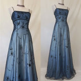 Niulatu Blue Gradient Empire Prom Dresses Backless Romantic Beaded Evening Dresses Guest Dresses HZ1026